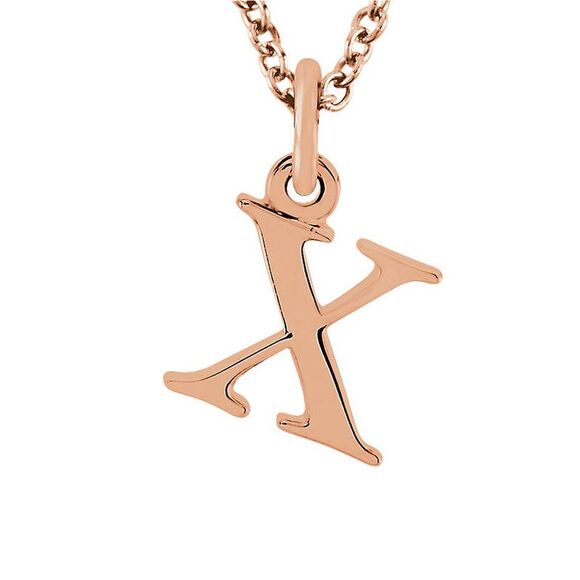 The Abbey Lower Case Initial 'x' Necklace in 14k Rose Gold, 16 Inch - Picture 1 of 3